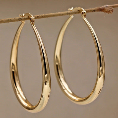 Sienna - Geometric Oval Gold Hoop Earrings