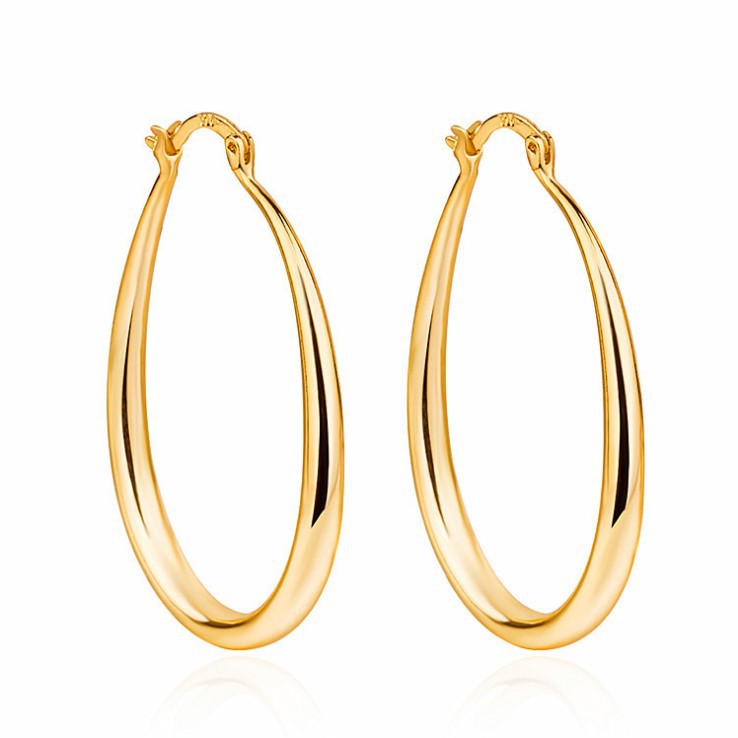 Sienna - Geometric Oval Gold Hoop Earrings