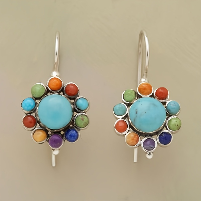 Davina – Multicoloured Turquoise Round Earrings
