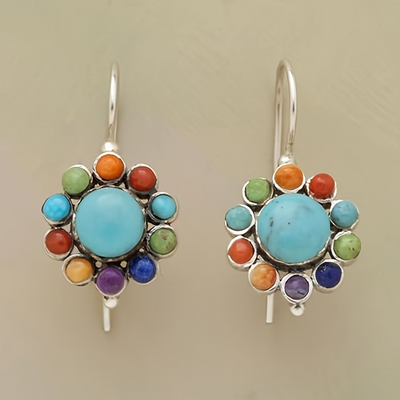 Davina – Multicoloured Turquoise Round Earrings