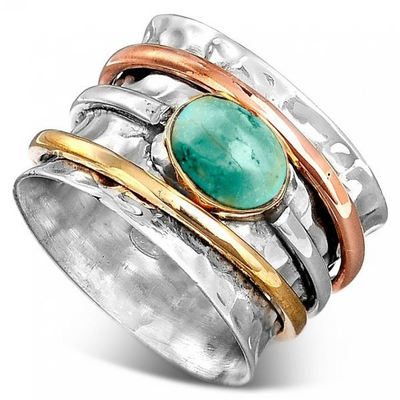 Denise – Vintage Gold & Silver Turquoise Ring