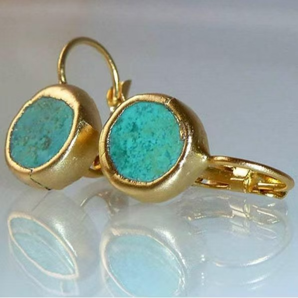 Carolina - Vintage Turquoise Earrings in Gold