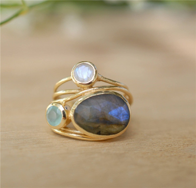 Charisma – Vintage Inlaid Blue Moonstone Ring