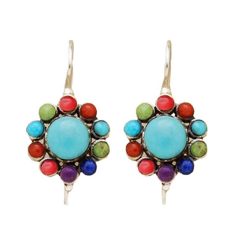 Davina – Multicoloured Turquoise Round Earrings