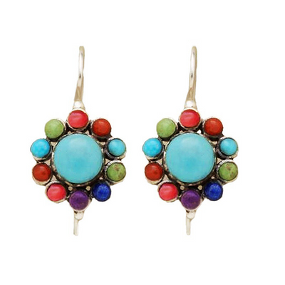 Davina – Multicoloured Turquoise Round Earrings