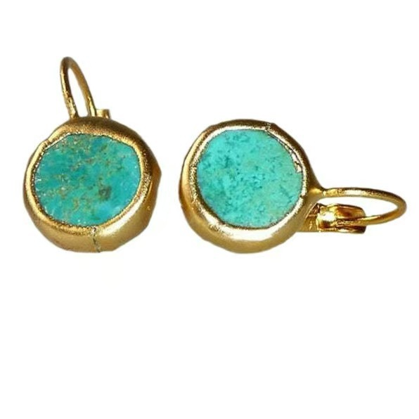 Carolina - Vintage Turquoise Earrings in Gold