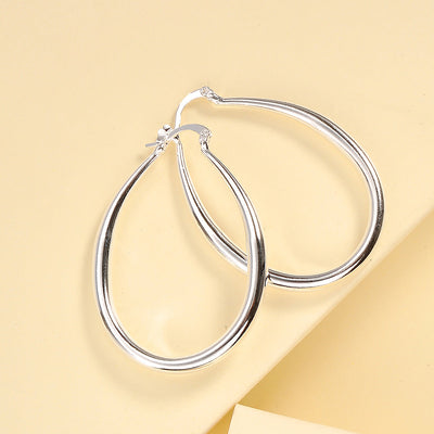 Sienna - Geometric Oval Gold Hoop Earrings