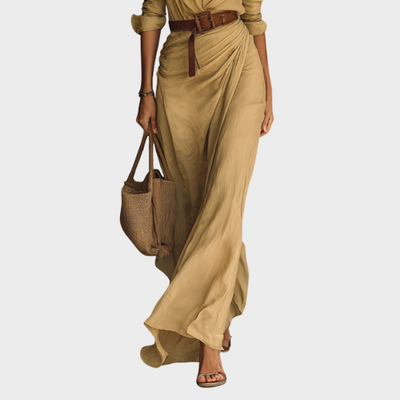 Classic Buttoned Maxi Dress with Belted Waist and Elegant Flowing Fit | Matilda maxi