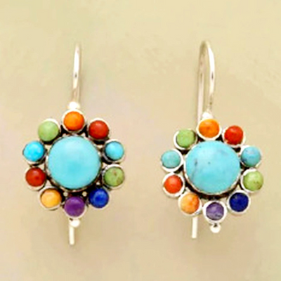 Davina – Multicoloured Turquoise Round Earrings