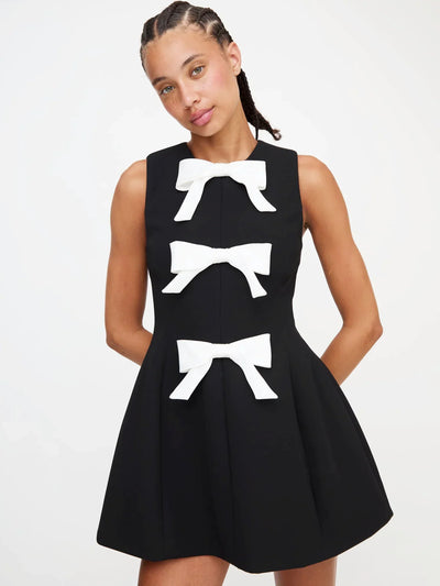 Devona - Front-Bow Frock Style Mini Dress