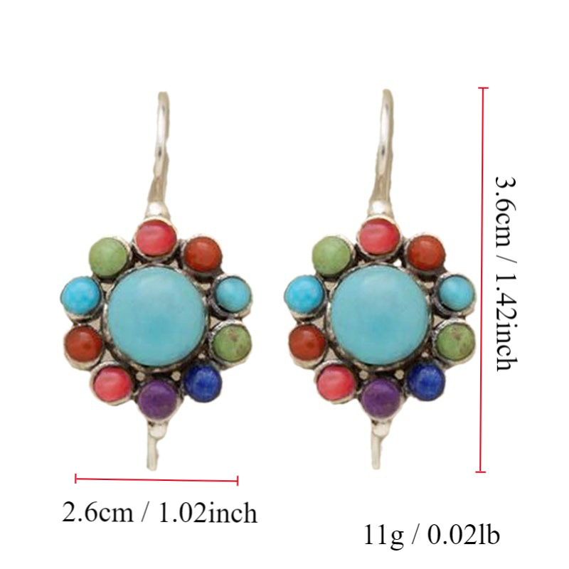 Davina – Multicoloured Turquoise Round Earrings