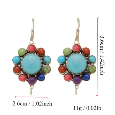 Davina – Multicoloured Turquoise Round Earrings