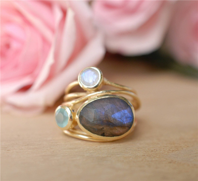 Charisma – Vintage Inlaid Blue Moonstone Ring