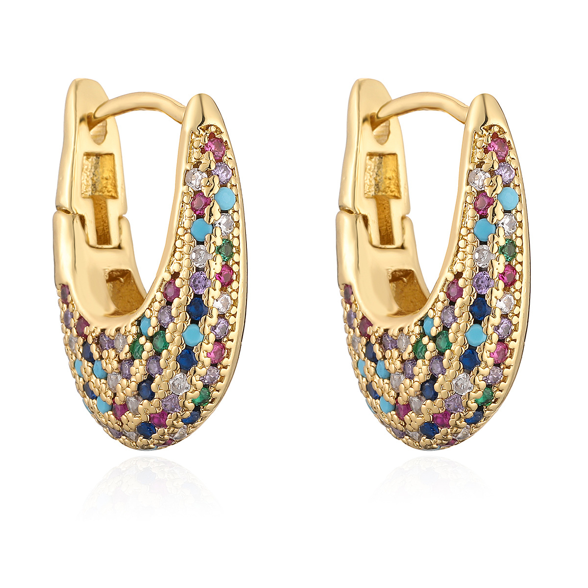 Cambria – Elegant Colorful Inlaid Crystals Earrings