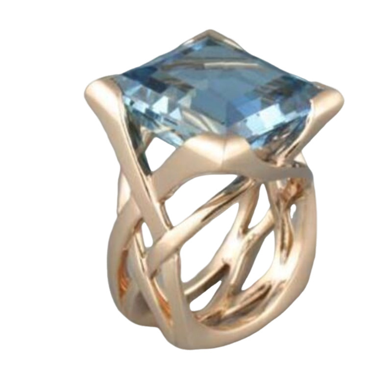 Andrea – Vintage Rose Gold Blue Zirconia Ring: