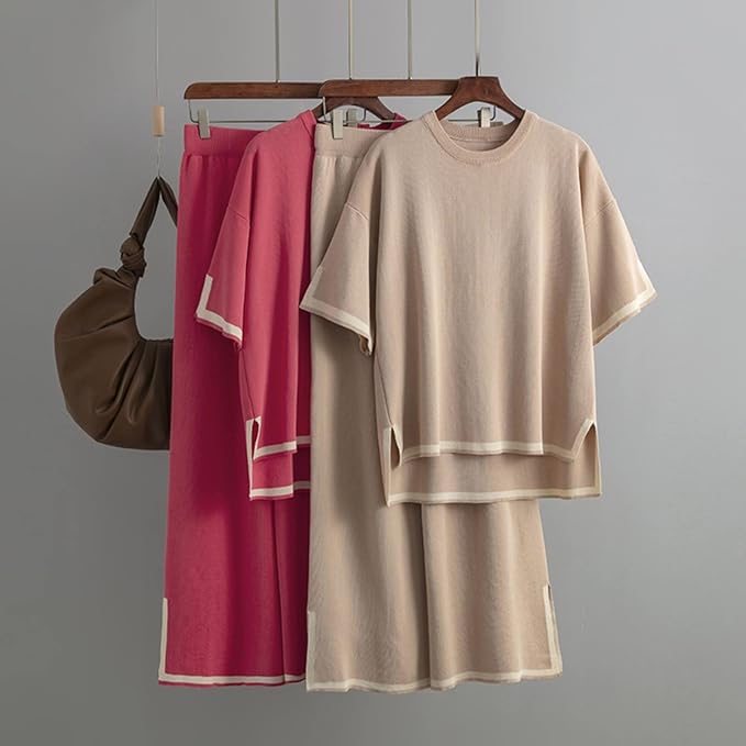 Charlotte | Chic Ice Silk Short Sleeve Co-Ord Set