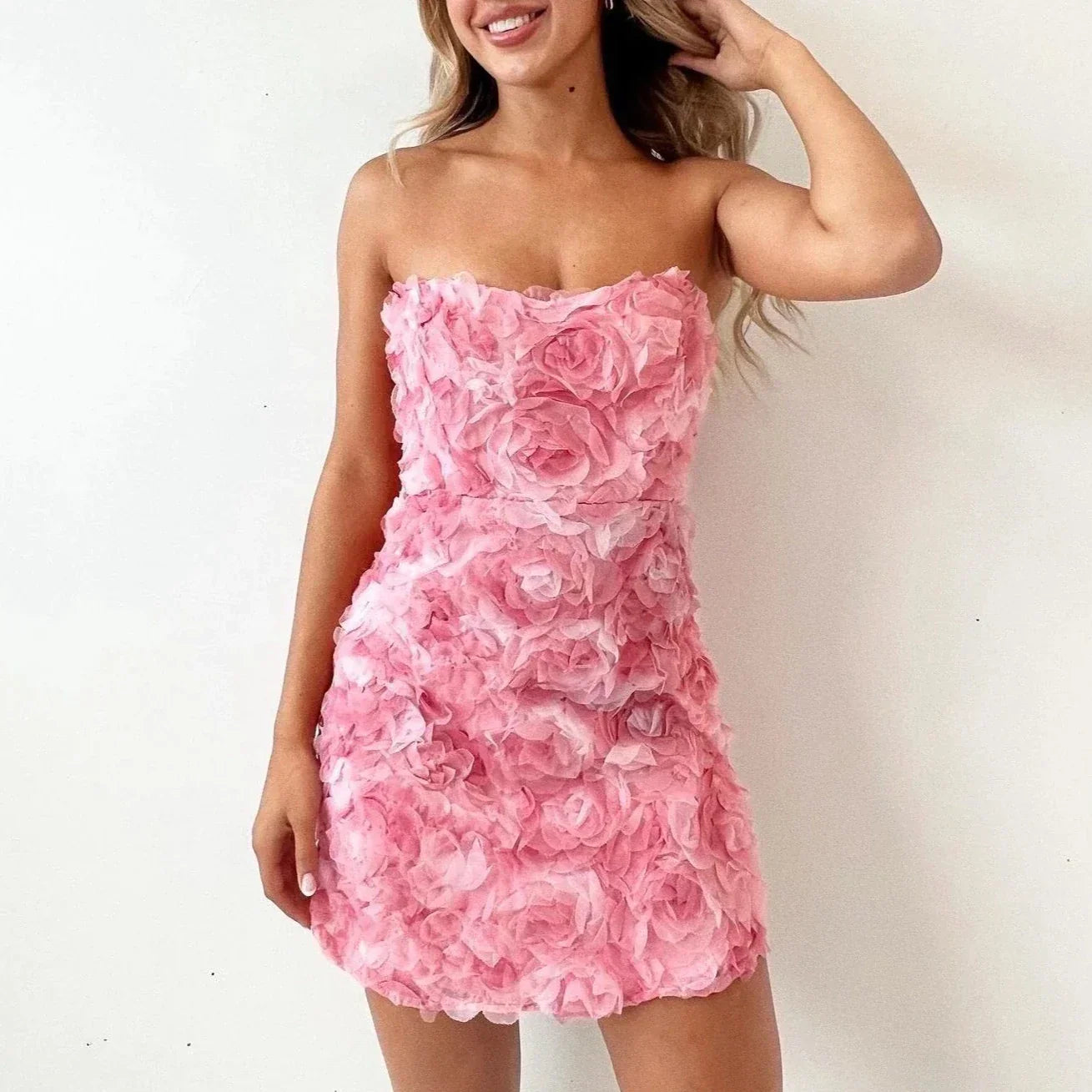 Oceane | Strapless Rose Dress
