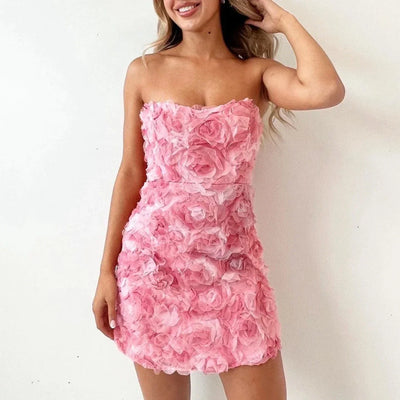 Oceane | Strapless Rose Dress