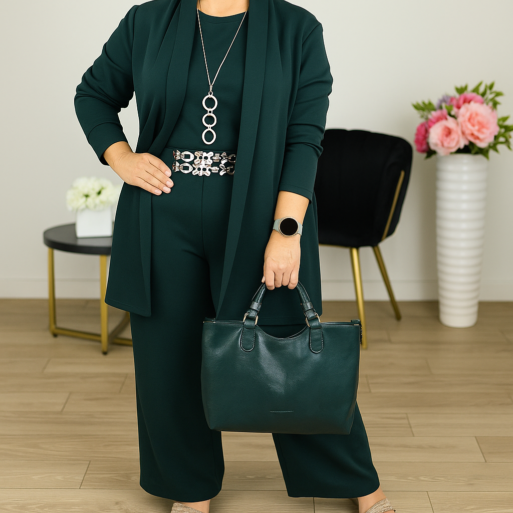 ⏳Time-Limited Special⏰Elegant 3-piece set including long cardigan, top and pants💞