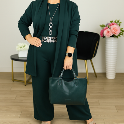 ⏳Time-Limited Special⏰Elegant 3-piece set including long cardigan, top and pants💞