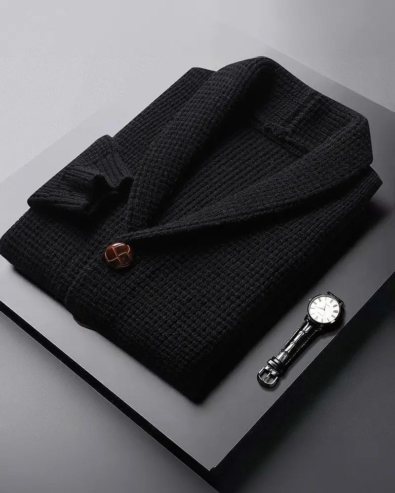 Wayne - Lapel Button Cardigan Sweater
