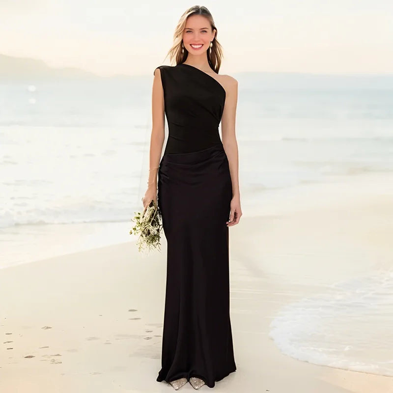 Sophia | One-Shoulder Satin Maxi Dress