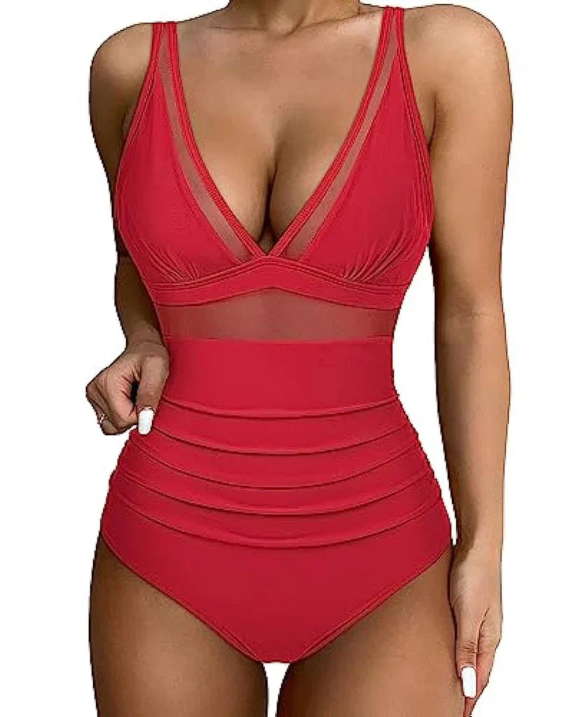 Jennie | Mesh-Detail Shaping Swimsuit