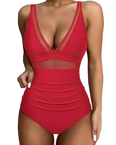 Jennie | Mesh-Detail Shaping Swimsuit
