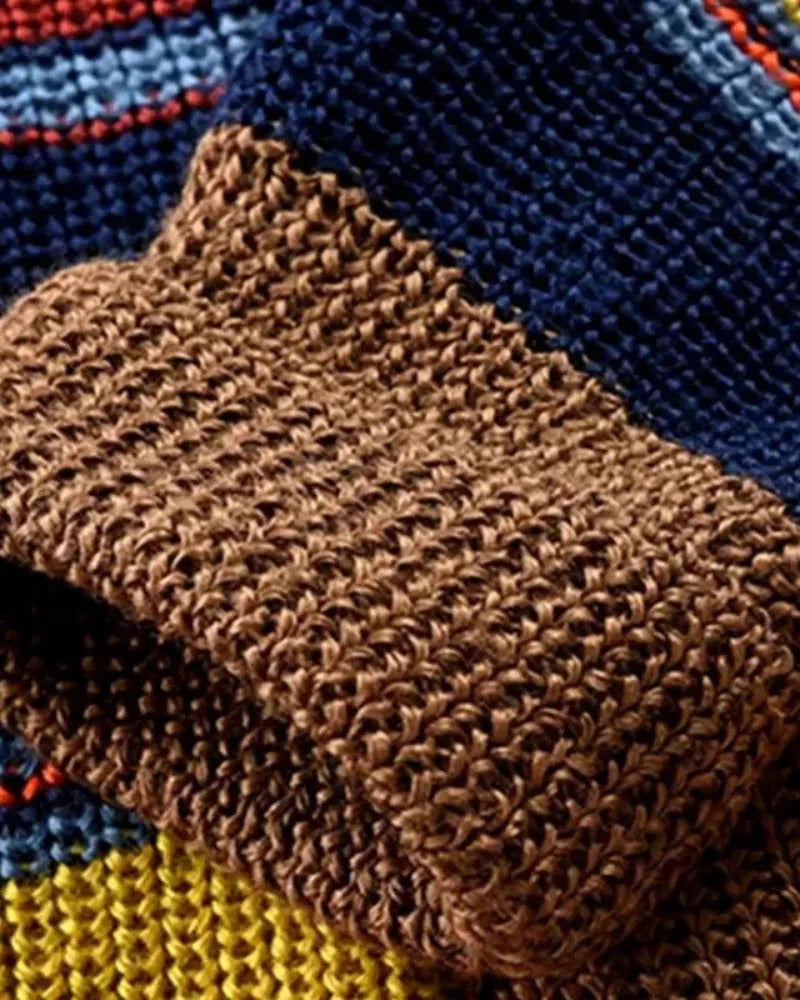 Elijah - Color Blocking Lapel Sweater