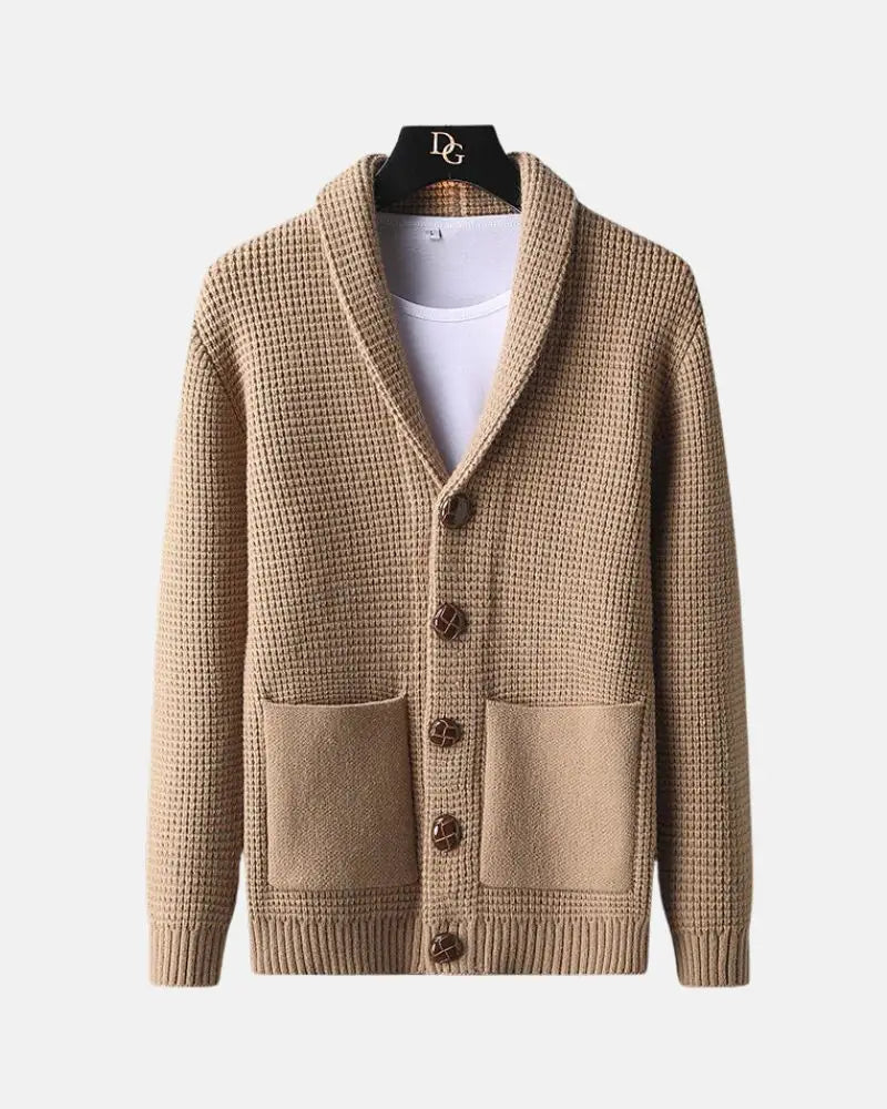 Wayne - Lapel Button Cardigan Sweater