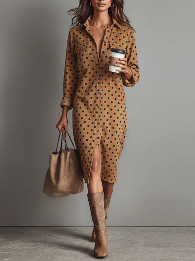 Claudia | Polka Dot Faux Leather Midi Dress