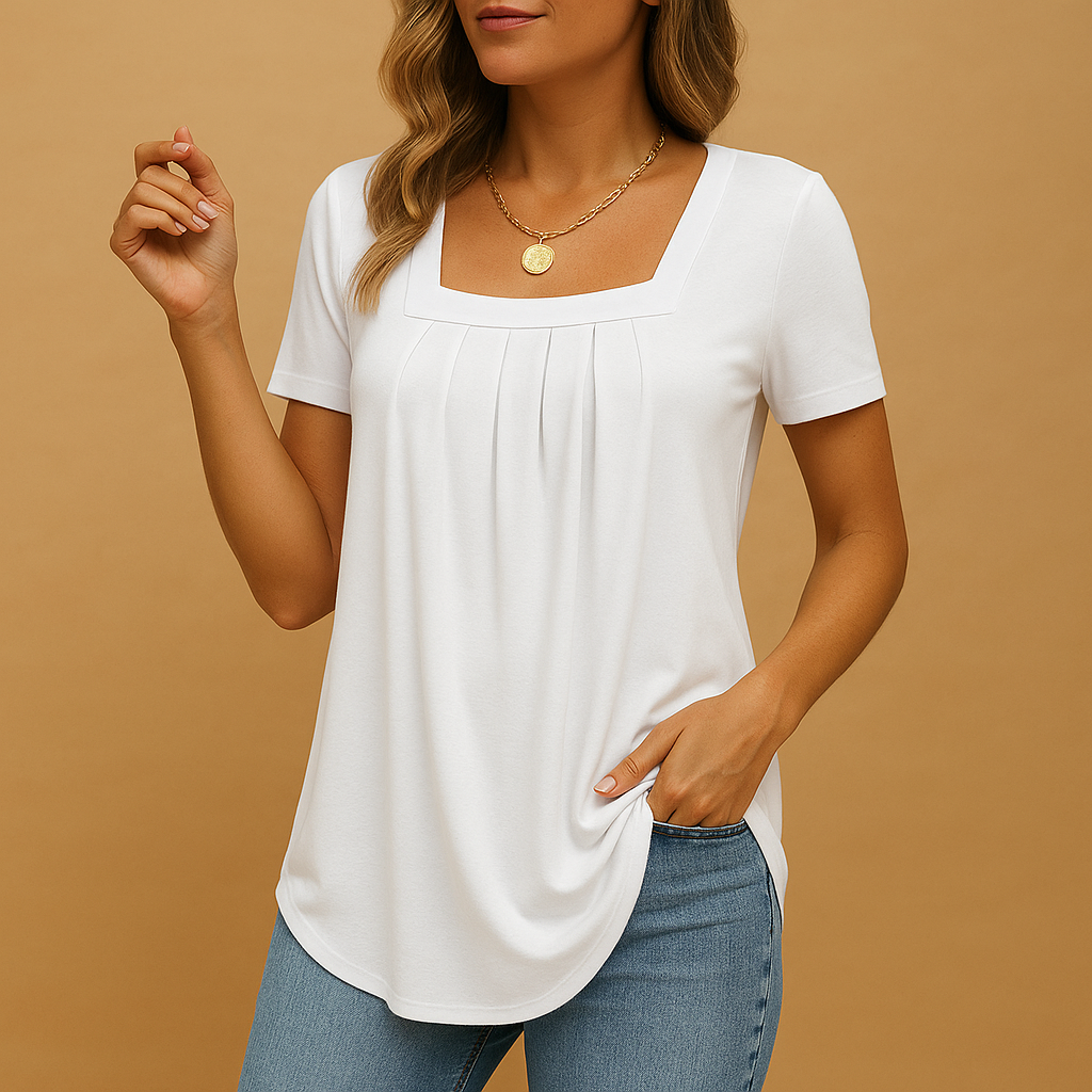 Yinte | Women's Loose-Fit Blouse with Square Neckline