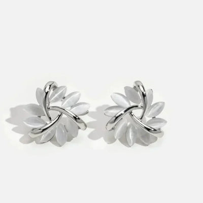 Hesper - Elegant and Exquisite Opal Petal Circle Stud Earrings in Gold