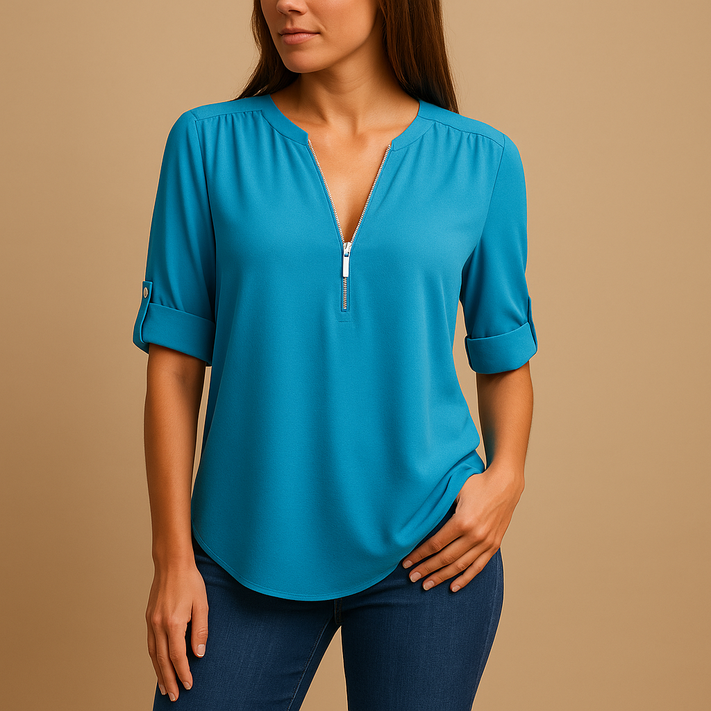 Danisha Women's Elegant V-Neck Blouse with Breathable Design