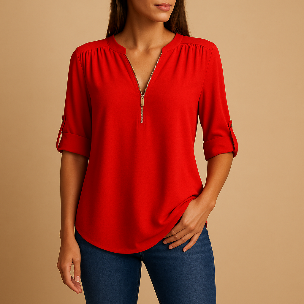 Danisha Women's Elegant V-Neck Blouse with Breathable Design