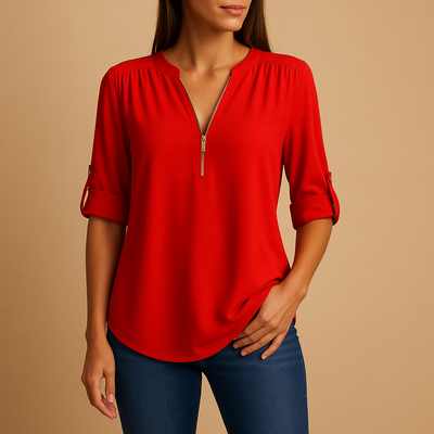 Chic V-Neck Blouse with Breathable Design for Women | Danisha