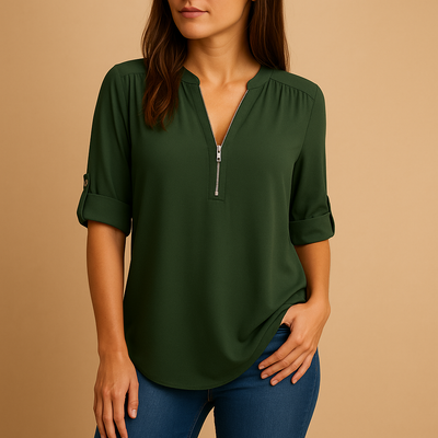 Danisha Women's Elegant V-Neck Blouse with Breathable Design