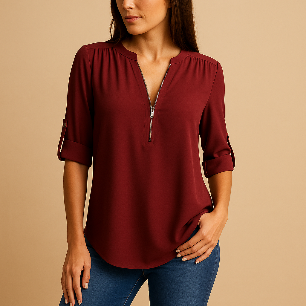 Chic V-Neck Blouse with Breathable Design for Women | Danisha