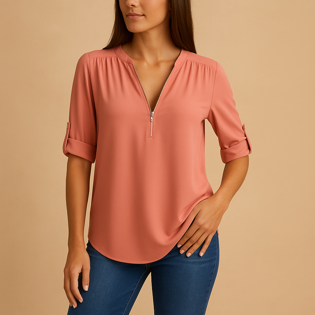 Danisha Women's Elegant V-Neck Blouse with Breathable Design