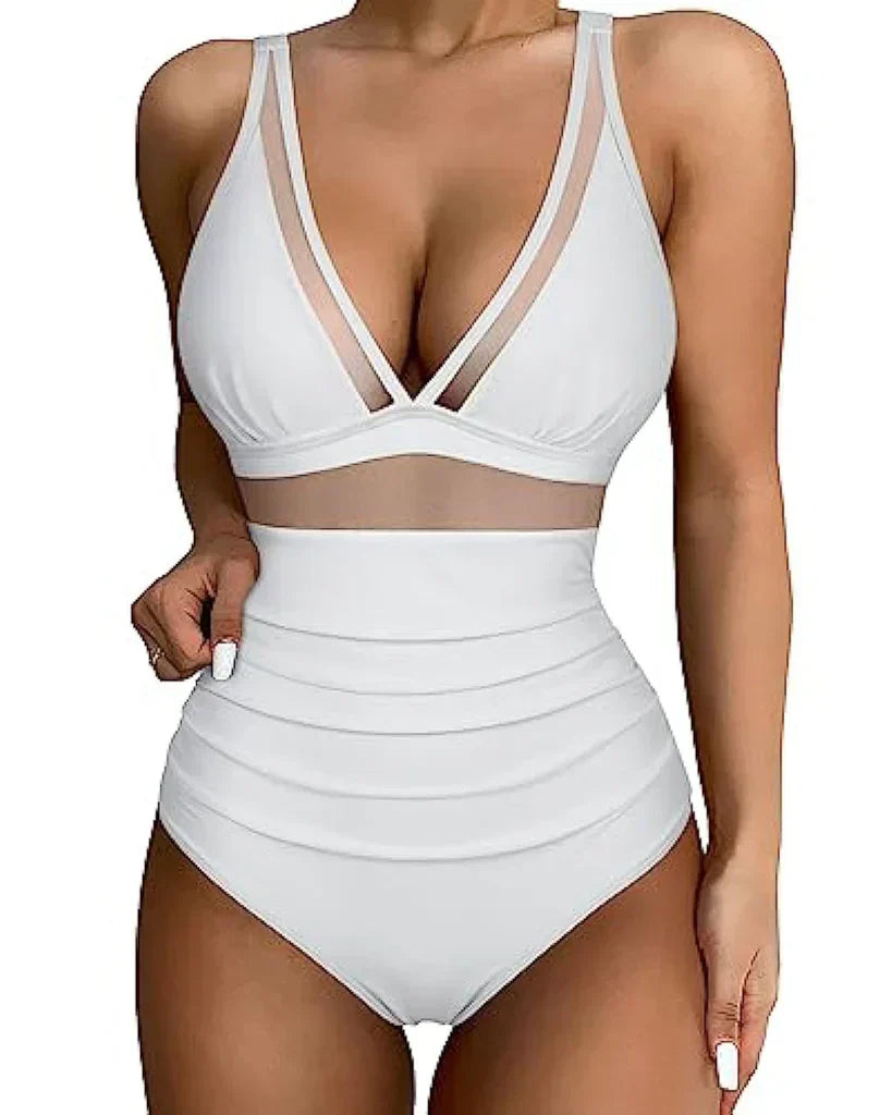 Jennie | Mesh-Detail Shaping Swimsuit