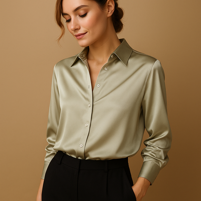 Vivette Women's Lightweight V-Neck Blouse with Button Closure