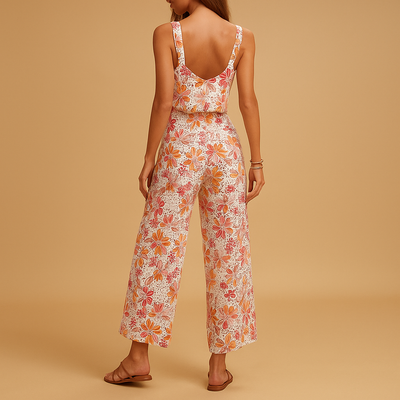Women's Carenza Sleeveless Floral Jumpsuit with Square Neck