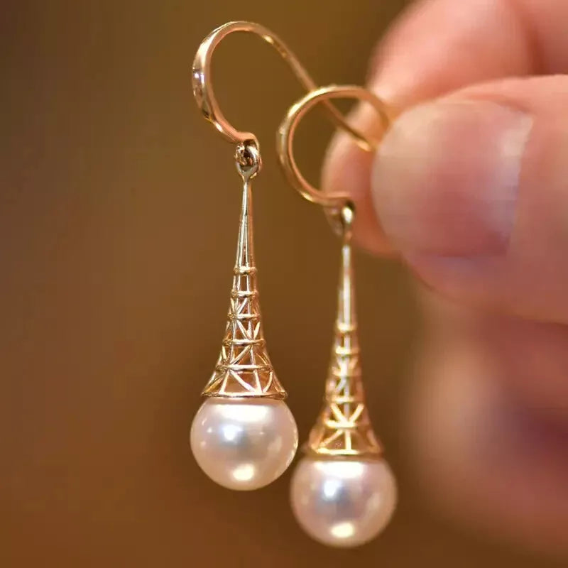 Gemma – Vintage Pearl Earrings in Gold
