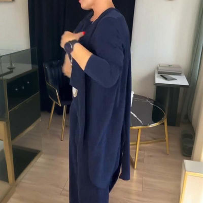 ⏳Time-Limited Special⏰Elegant 3-piece set including long cardigan, top and pants💞