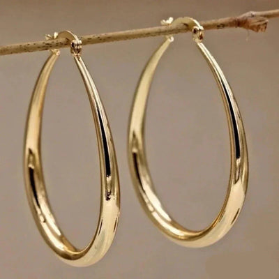 Sienna - Geometric Oval Gold Hoop Earrings