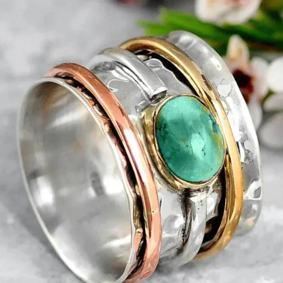 Denise – Vintage Gold & Silver Turquoise Ring