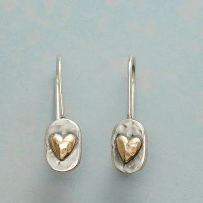 Araceli – Vintage Golden Heart Silver Earrings