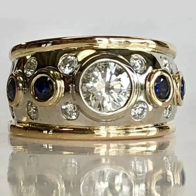 Edna – Vintage Golden Inlaid Zirconia Ring