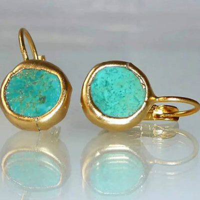 Carolina - Vintage Turquoise Earrings in Gold